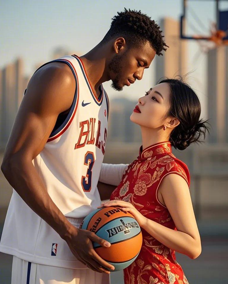 当NBA球星遇到旗袍美女，球迷们觉得这种画风搭吗？