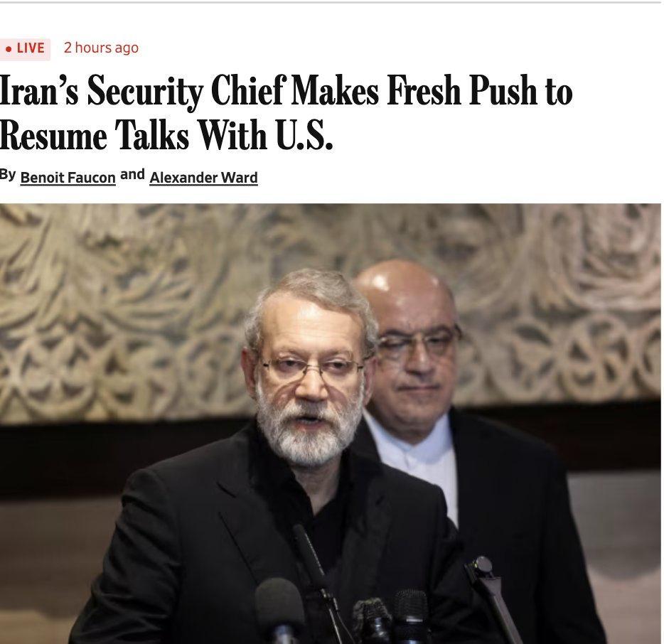 伊朗国家安全委员会秘书阿里·拉里贾尼否认有关他推动和美国核谈判的报道，发帖称：我