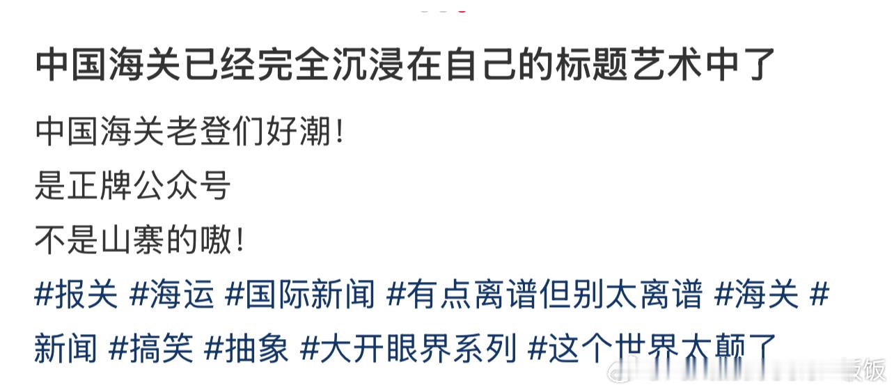 中国海关已经完全沉浸在自己的艺术中了 ​​​