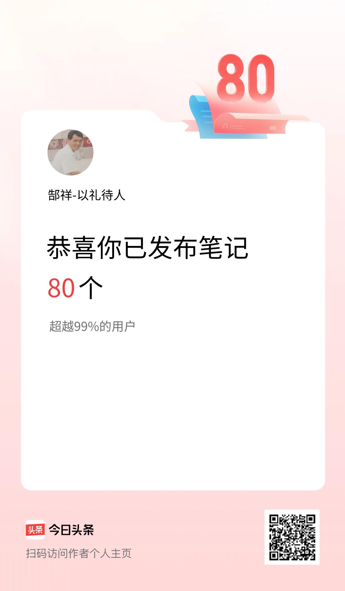 我在头条累计投稿笔记80个