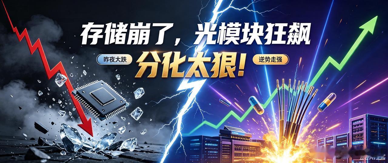 昨夜存储崩了，光模块却在狂飙？分化太狠了！


你有没有这种感觉？明明都是科技股