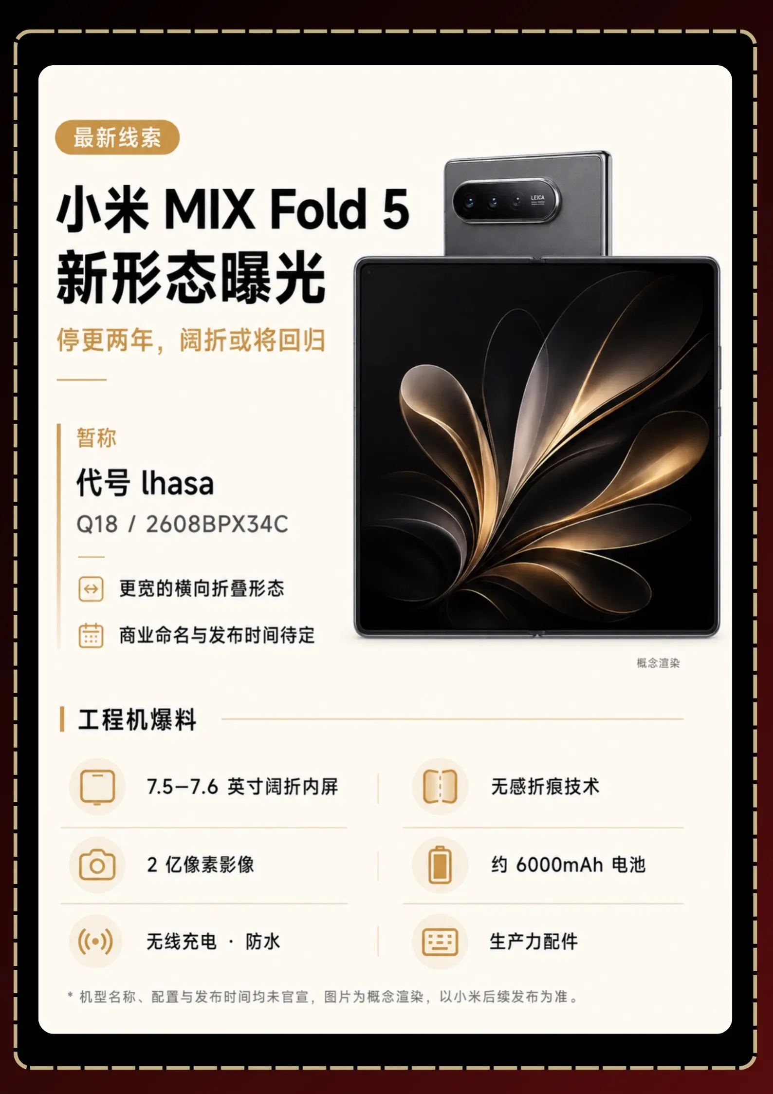 小米Mix Fold5新形态曝光！有没有你期待的点？