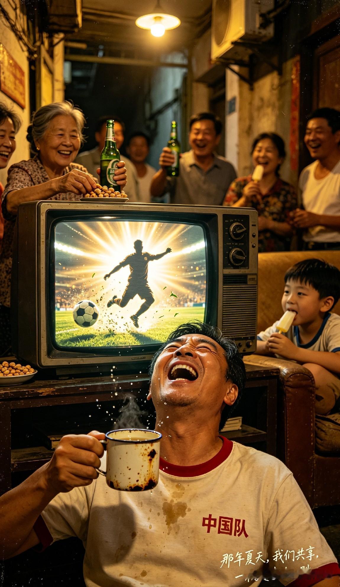 凌晨三点，老式单元楼的楼道炸了锅！
 
“球进了！”我爸搪瓷缸砸茶几的声响，混着