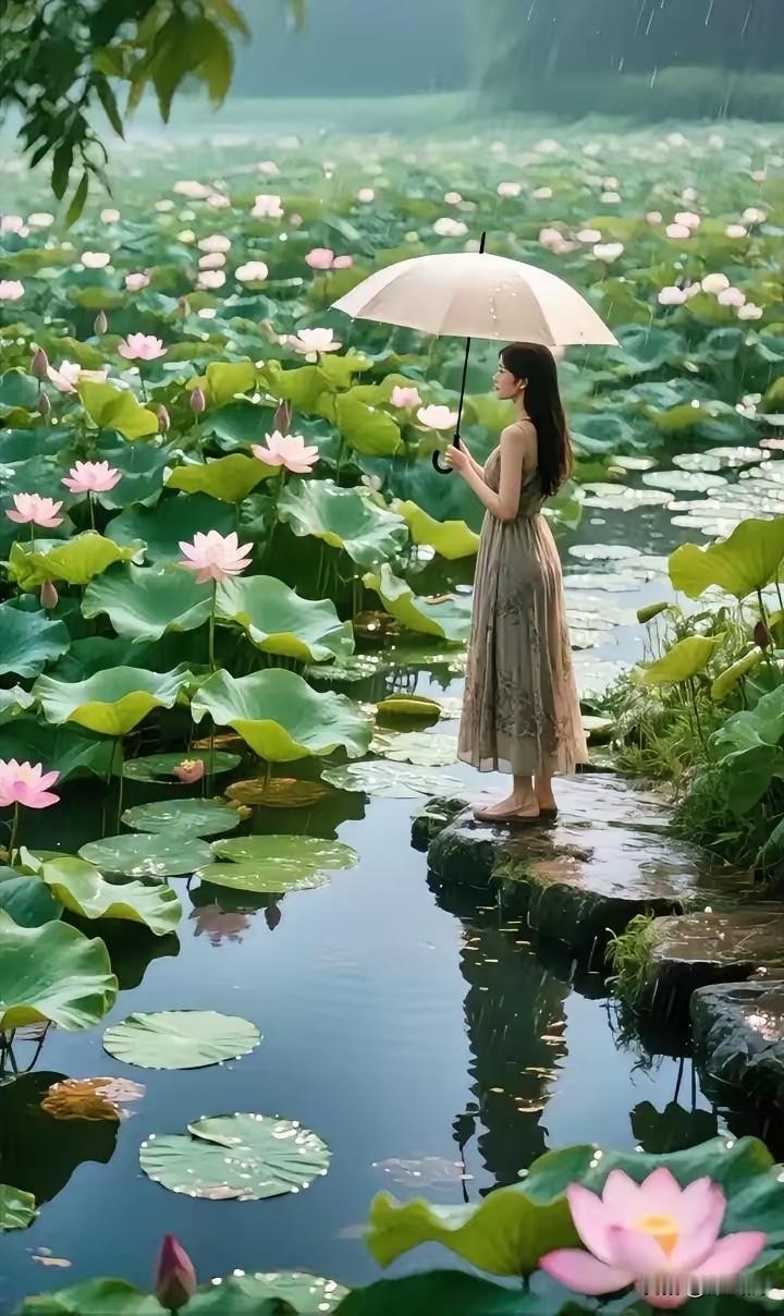 茶烟淡淡闲听雨，
赤日炎炎喜看云。
横批：《听雨与看云》