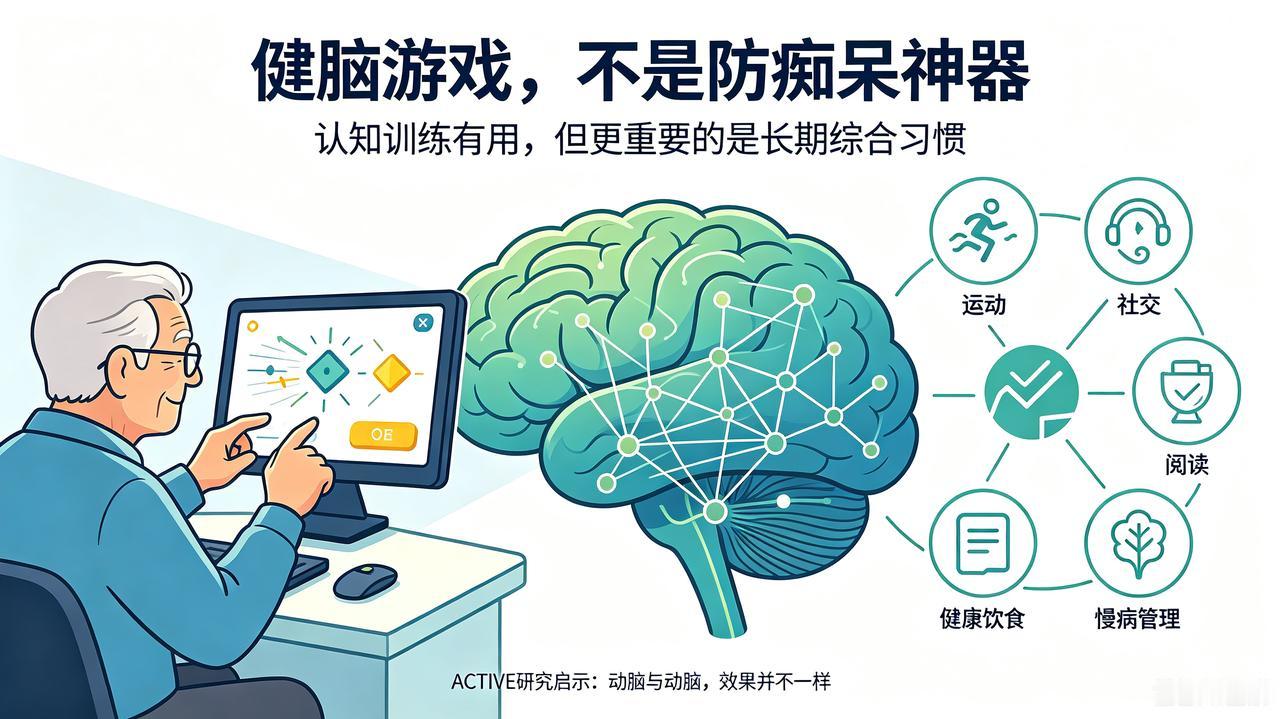别被“健脑神游”带偏，护脑没有单点捷径
 
长达20年的ACTIVE追踪研究，给