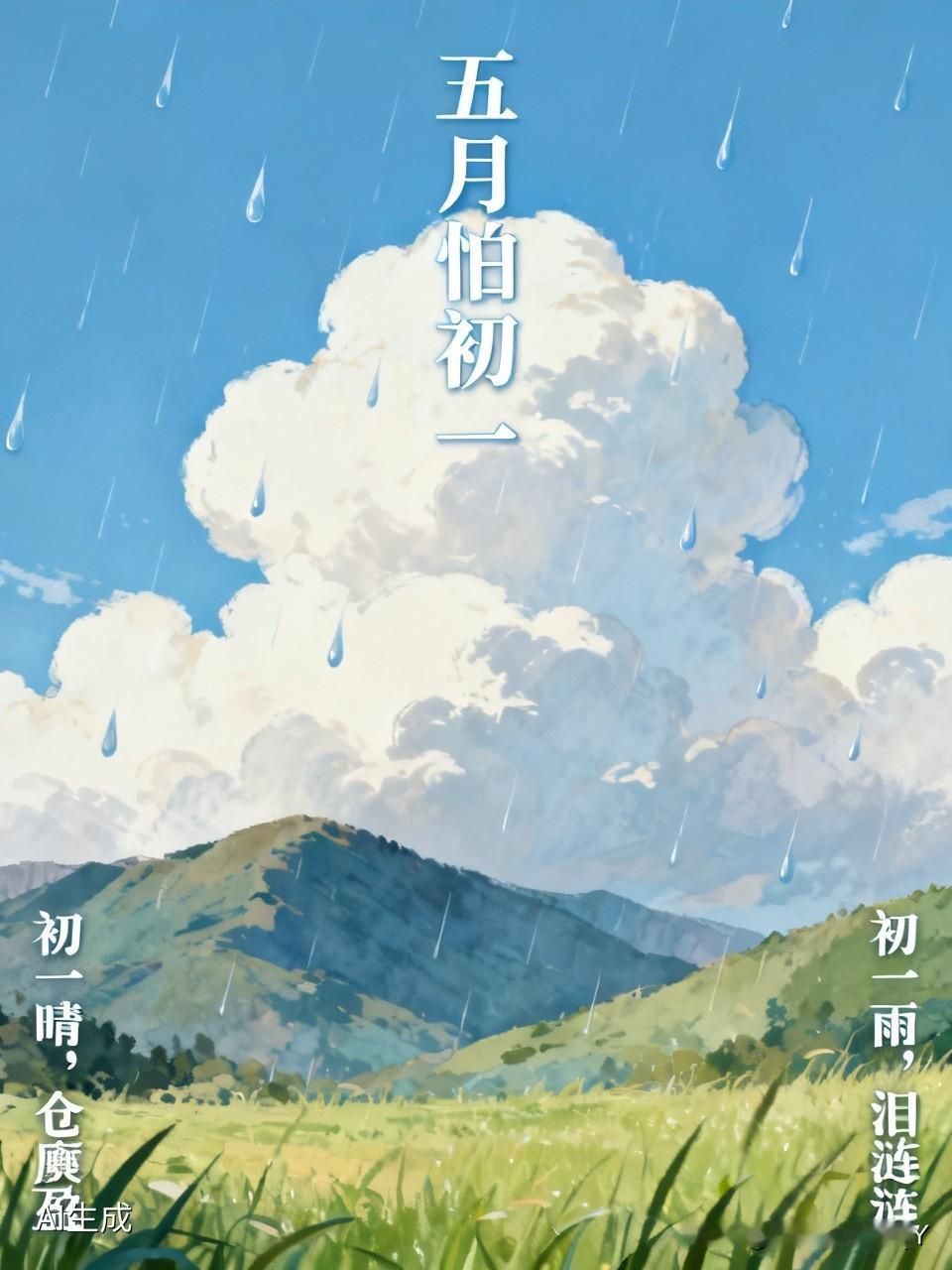 今天是五月初一民间核心俗语（最常说）
“五月怕初一”：五月被视为“毒月/恶月”，