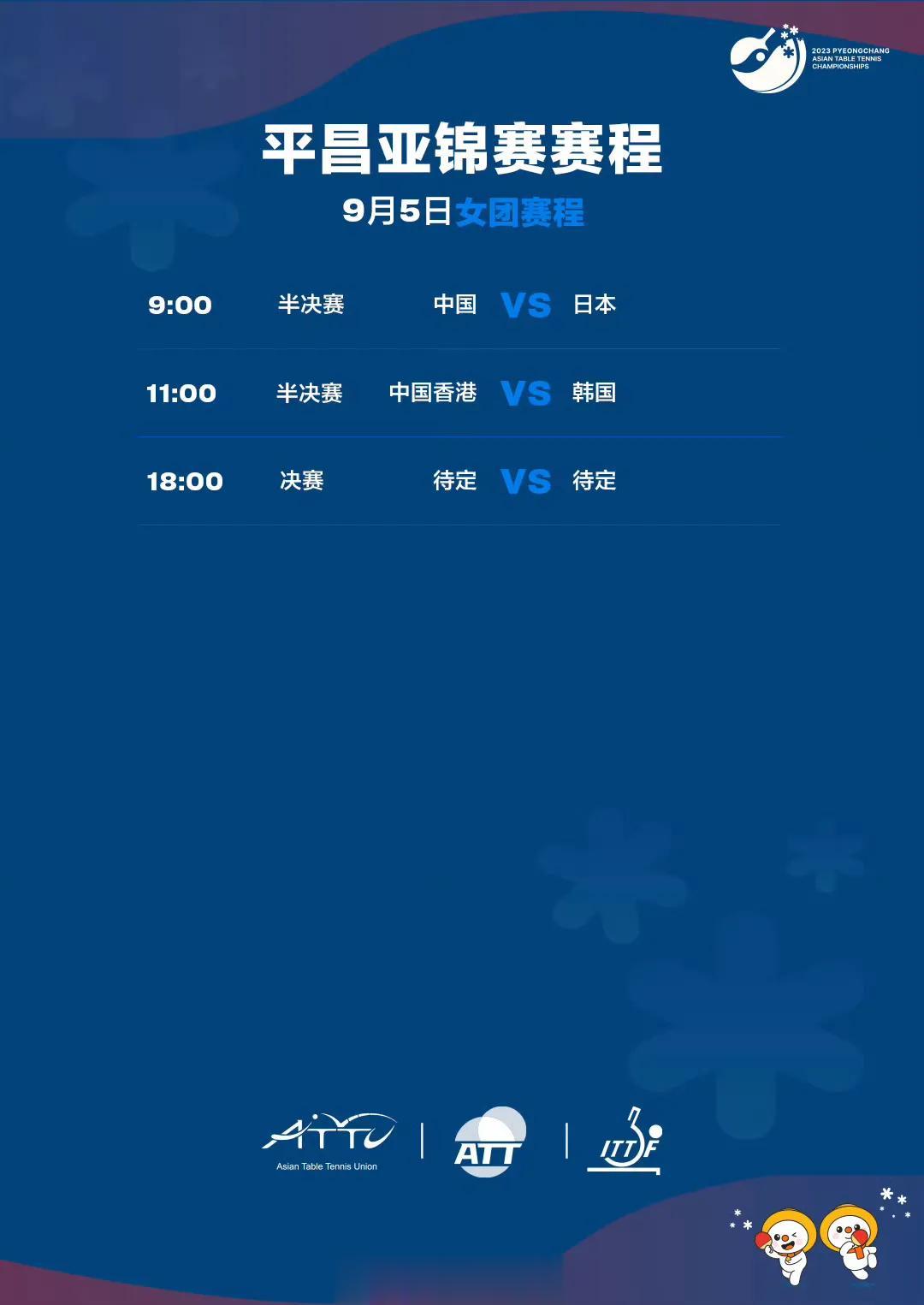  9月5日赛程(北京时间)：见图
直播：咪咕视频

中国队赛程：
9:00 女团