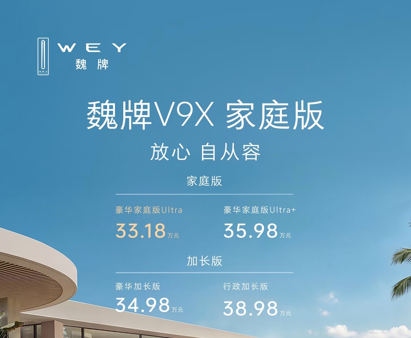 魏牌V9X家庭版上市，1.5T超级Hi4 Ultra版33.18万起魏牌v9x魏