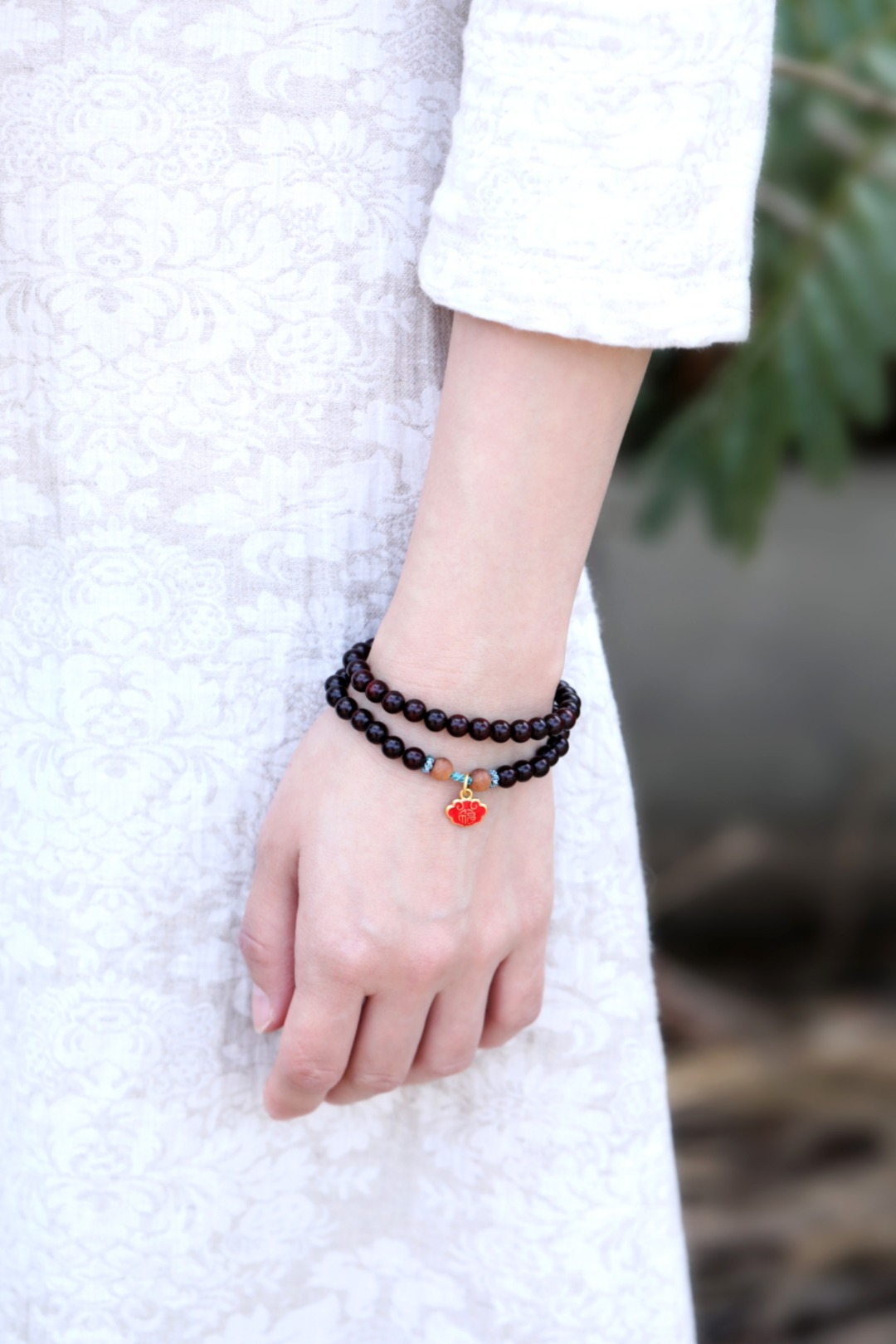 紫檀原创6mm【长命锁·福】一生安稳，满堂福贵；享乐荣华，几度春秋，不谙世事喜悲