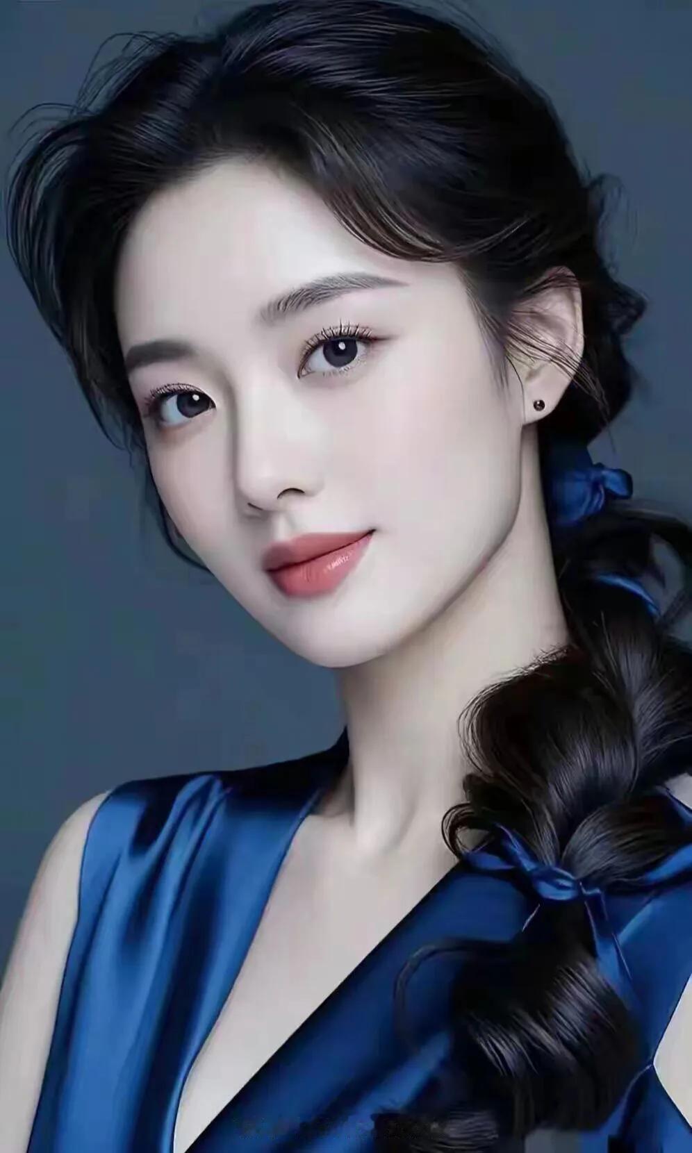 优雅蓝丝缎，温柔女神范儿