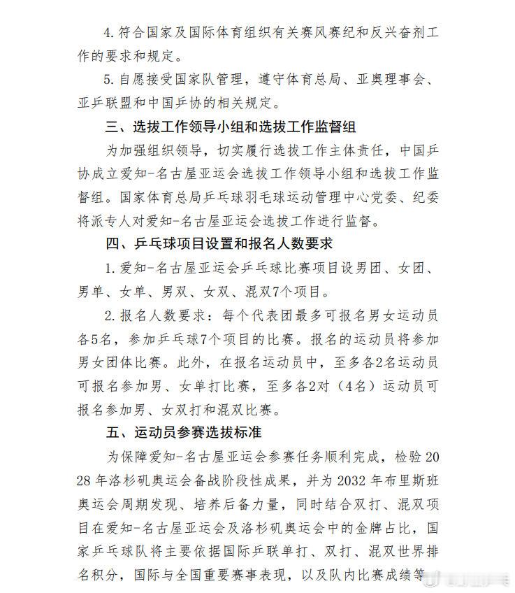 乒协公示名古屋亚运会选拔办法 第20届爱知-名古屋亚运会将于2026年9月19日