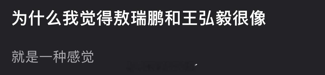 有网友说感觉敖瑞鹏和王弘毅很像，大家感觉两人相似度高吗？ ​​​