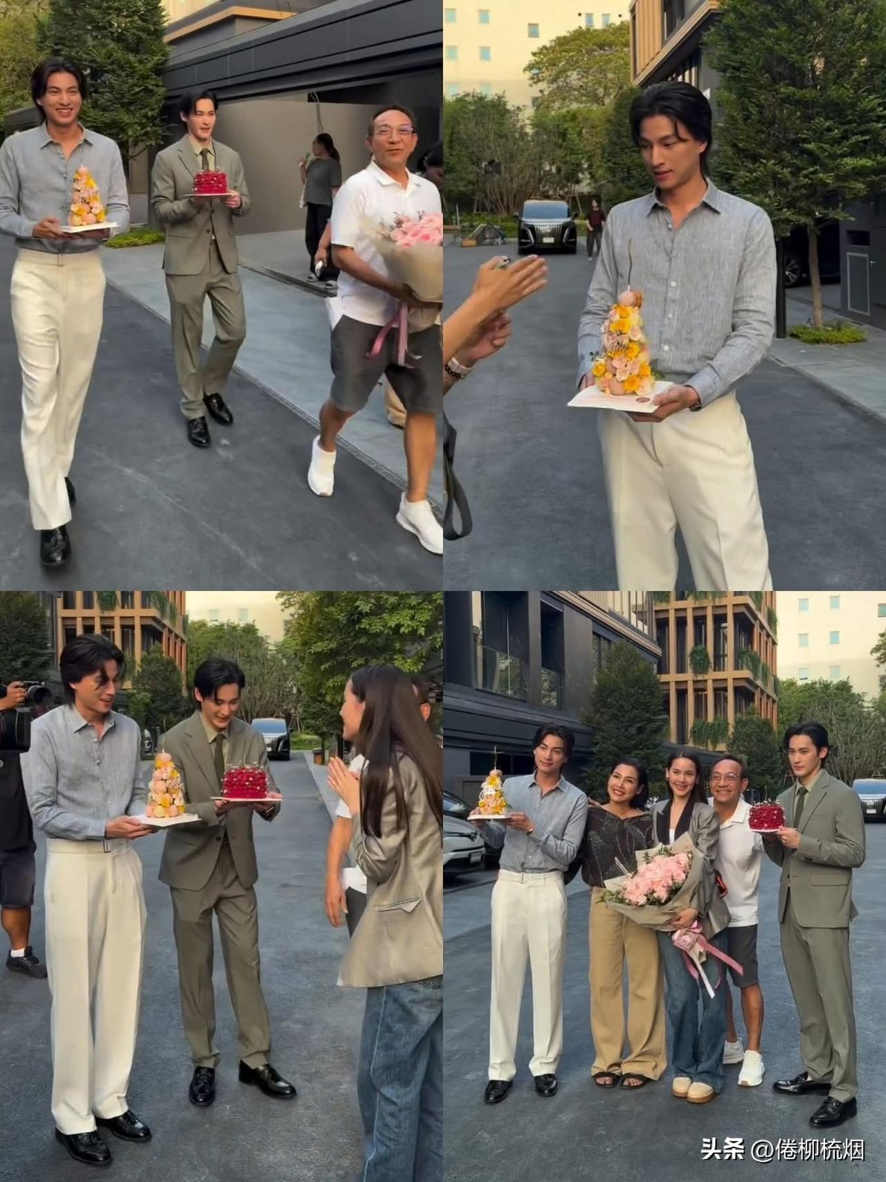 Gulf、Kao等手持蛋糕为Yaya庆生。。期待“ตะวันลวง /Benea