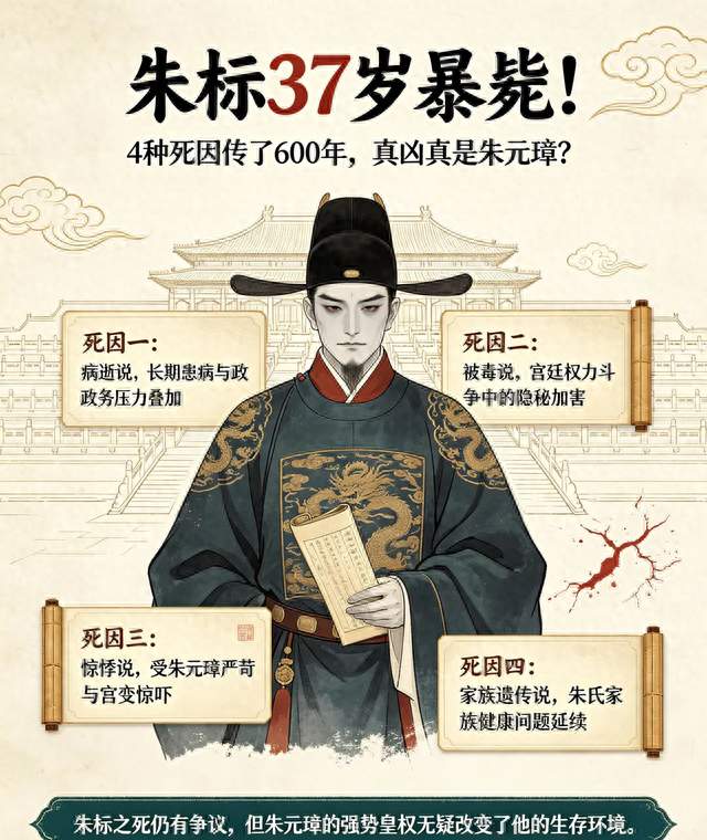朱标37岁暴毙！4种死因传了600年，真凶真是朱元璋？