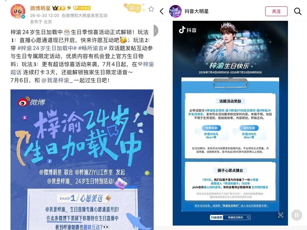 梓渝生日在即，各大平台的专属企划和应援都来了梓渝作为代言人，百度🗺️和网易严选