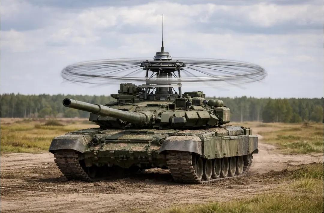 大鹅的新创意，设计方法是在坦克上方建造一个旋转的钢索，用于打飞无人机。