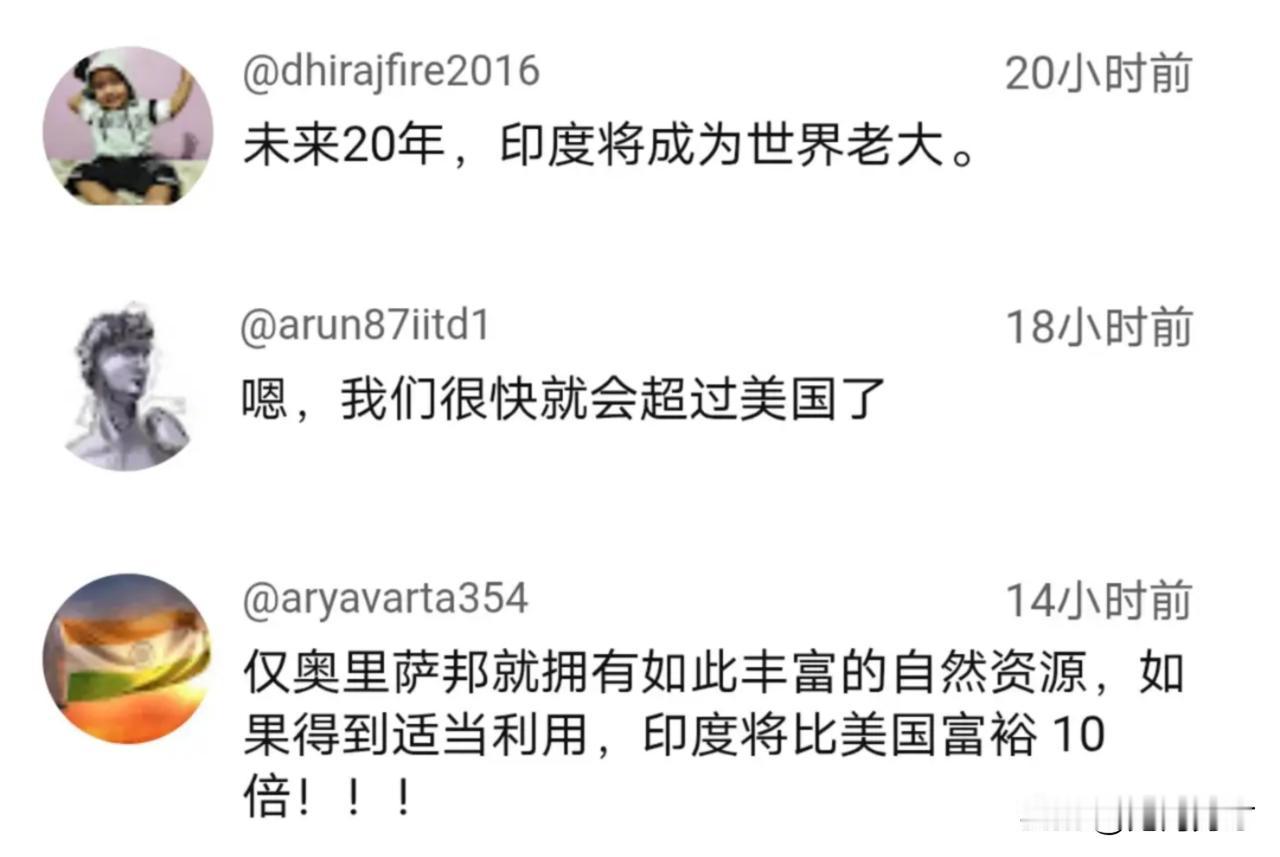 印网友：20年内越老美、造出12航母、3000架战斗机等。

近段时间在见识到邻