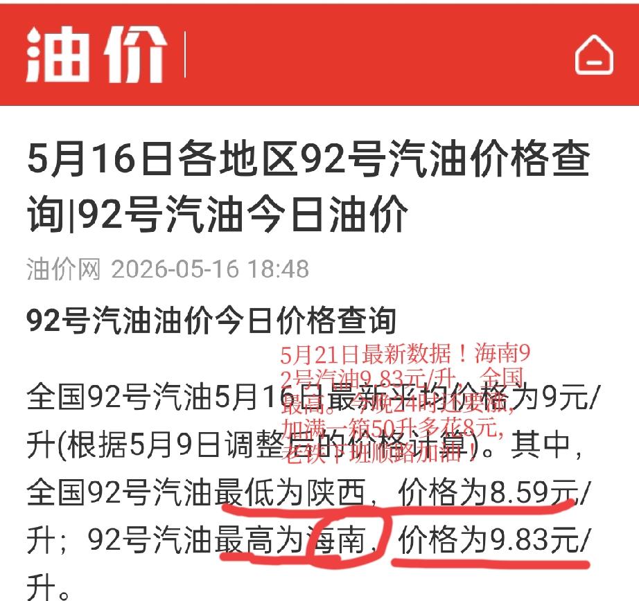 【今晚24时油价上调！海南车主下班快去加油，加满一箱多花8元，老牛给你算好了】老