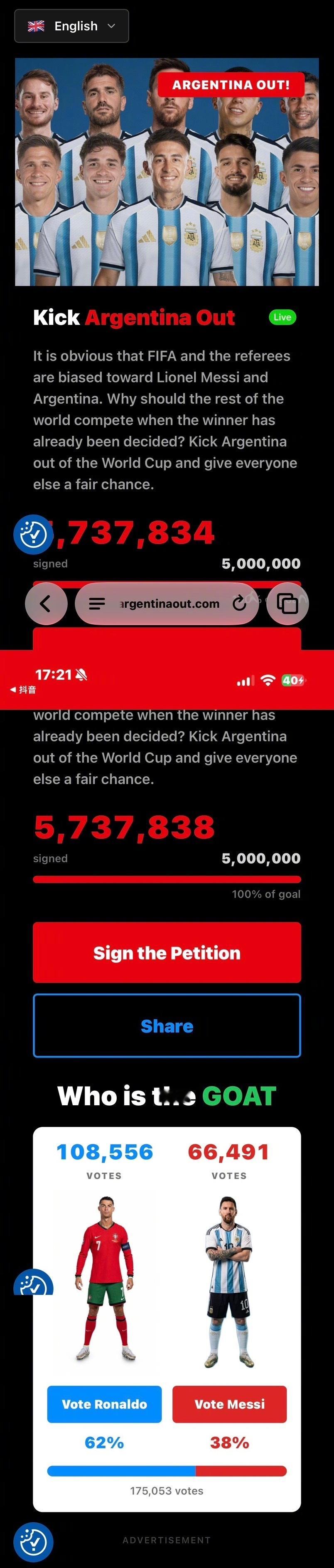请愿逐出阿根廷人数已超500万 无事发生。argentinaout.com是球迷