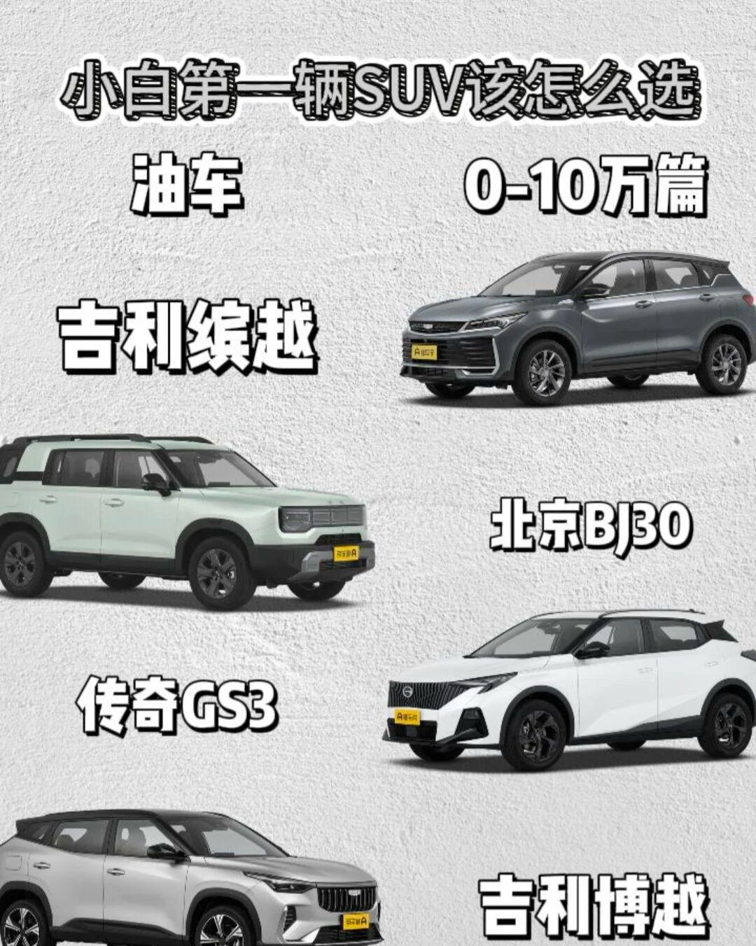 老话常说第一台车不必追求面面俱到，十万以内选购SUV，大多是新手朋友初次购车。大