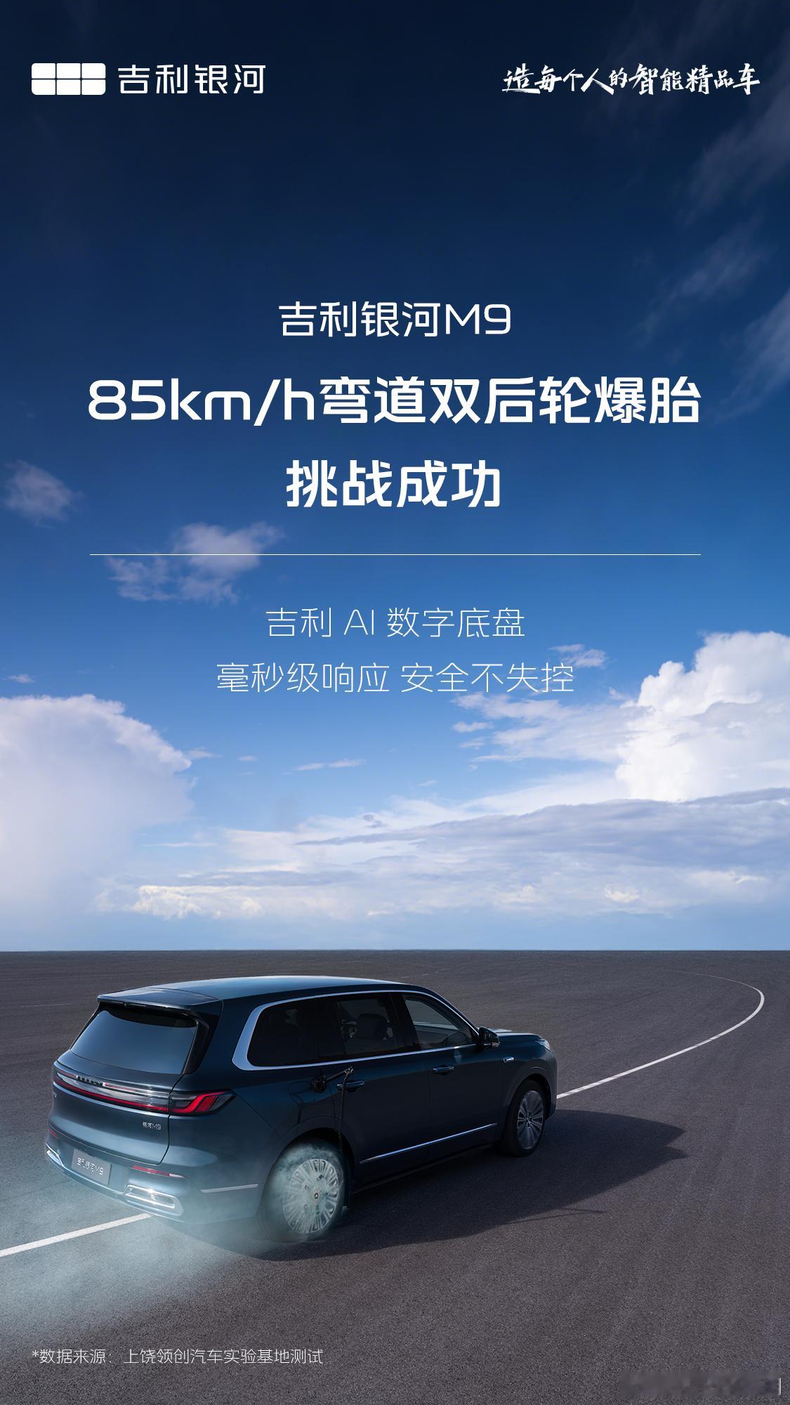 吉利银河M9 弯道高速爆胎系列实测挑战成功！吉利AI数字底盘带来“强大底气”，极