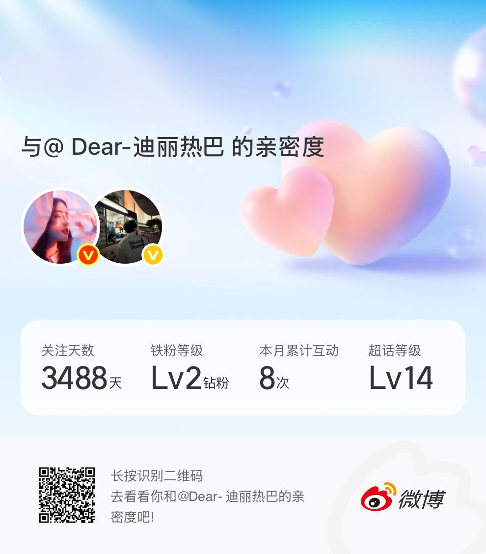 快来看看我与的亲密度！ 微博亲密度与Dear-迪丽热巴的亲密度 ​​​