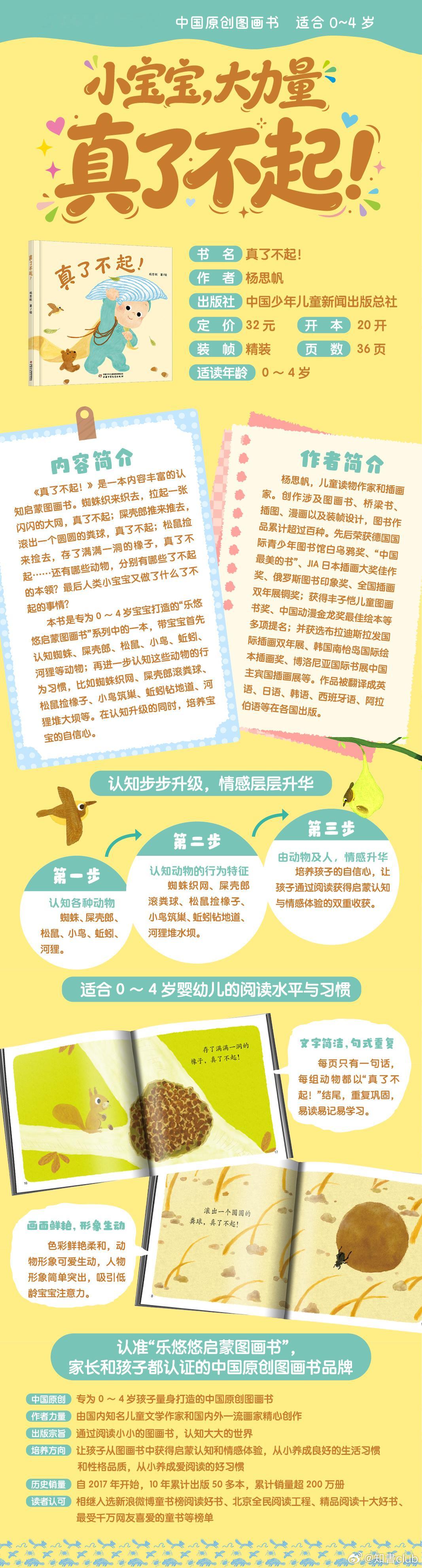 知書club 新书介绍丨《真了不起！》是一本内容丰富的认知启蒙图画书。蜘蛛织来织