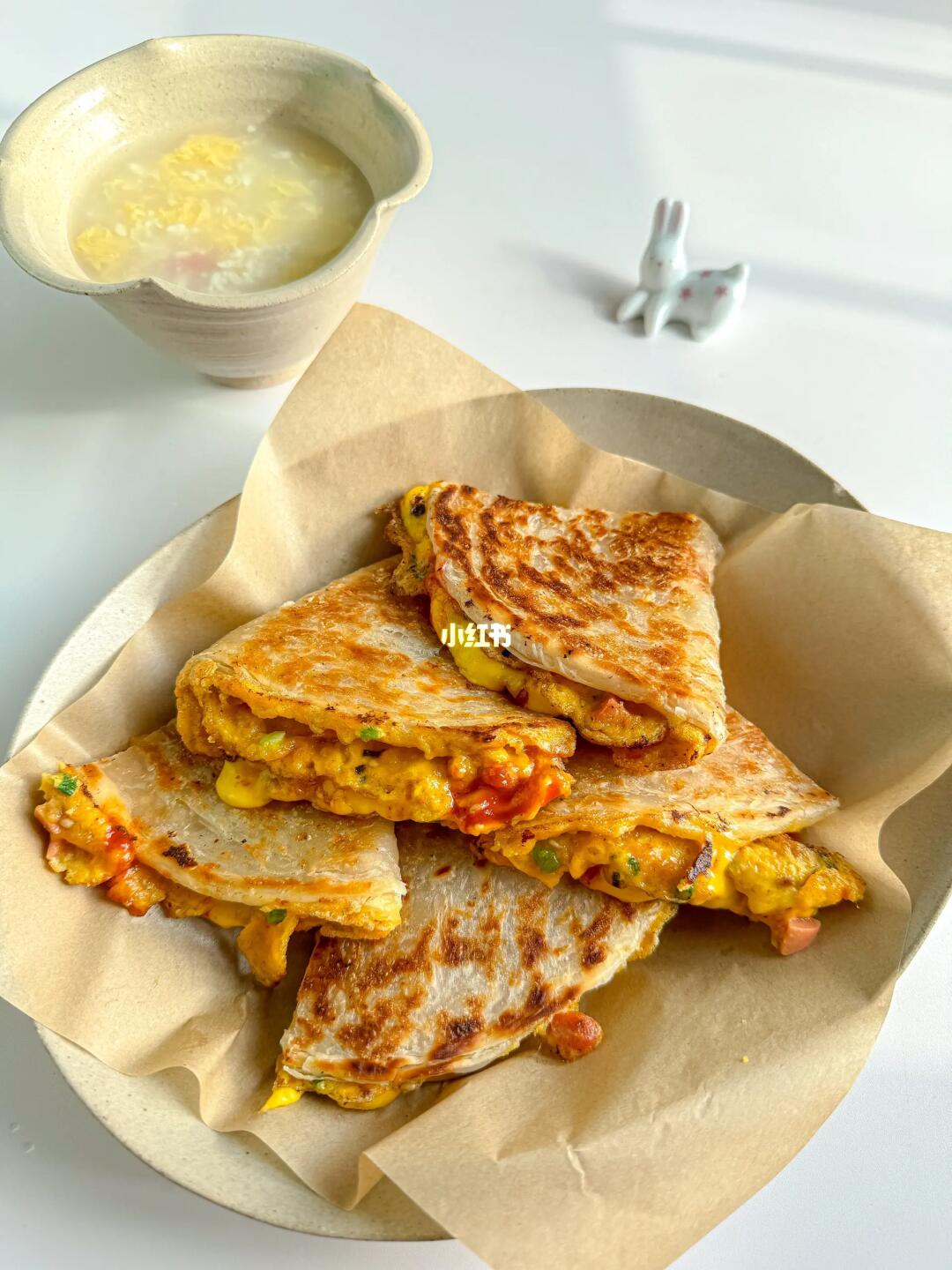 快手早餐 | 🌯香葱肉松火腿手抓饼