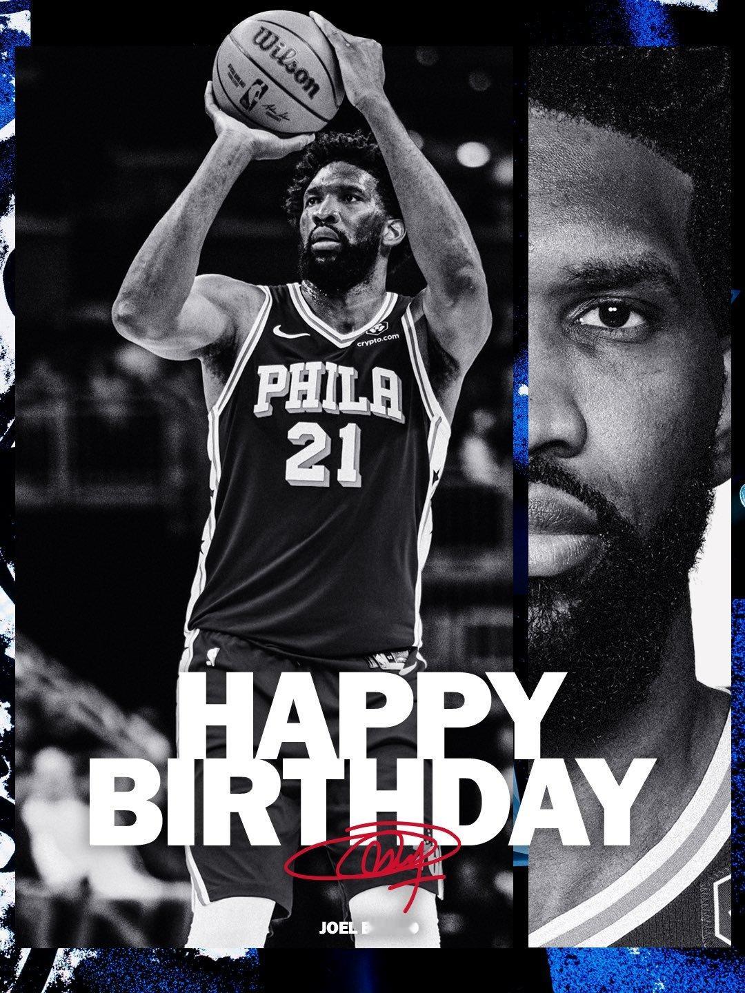 当地时间！费城76人队官方和NBA官方更新社媒动态，发布图文祝福中锋乔尔·恩比德