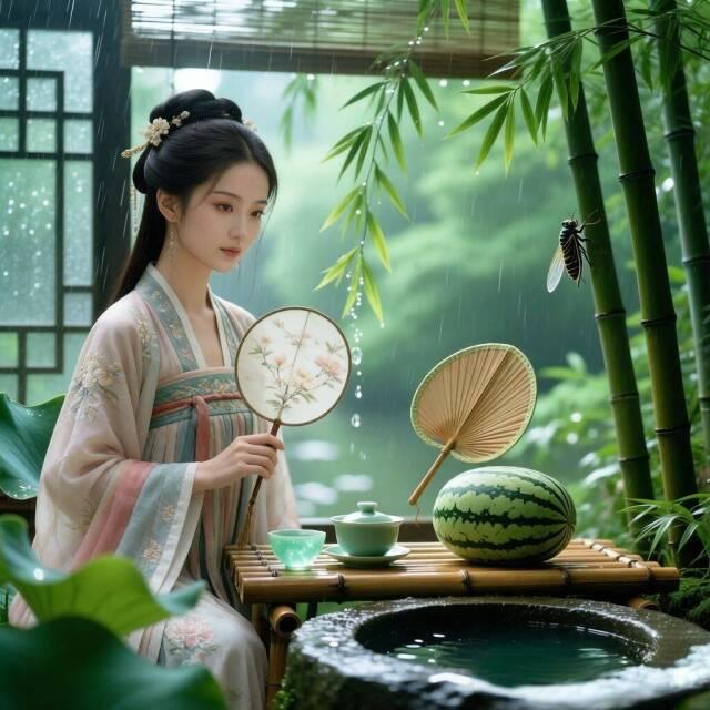 一枕新凉醒早秋，
初心未肯逐波留。
笔底烟霞藏旧梦，
杯中风月落眉头。