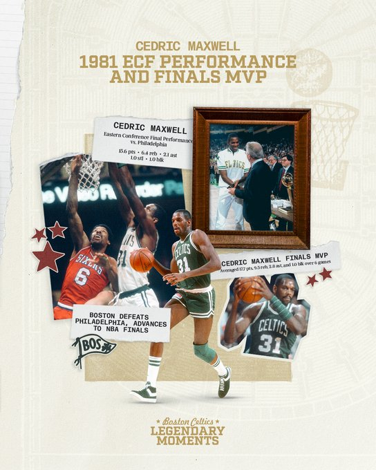 当31号带我们从1-3落后中完成逆转😤今日我们将庆祝1981年总决赛MVP塞德