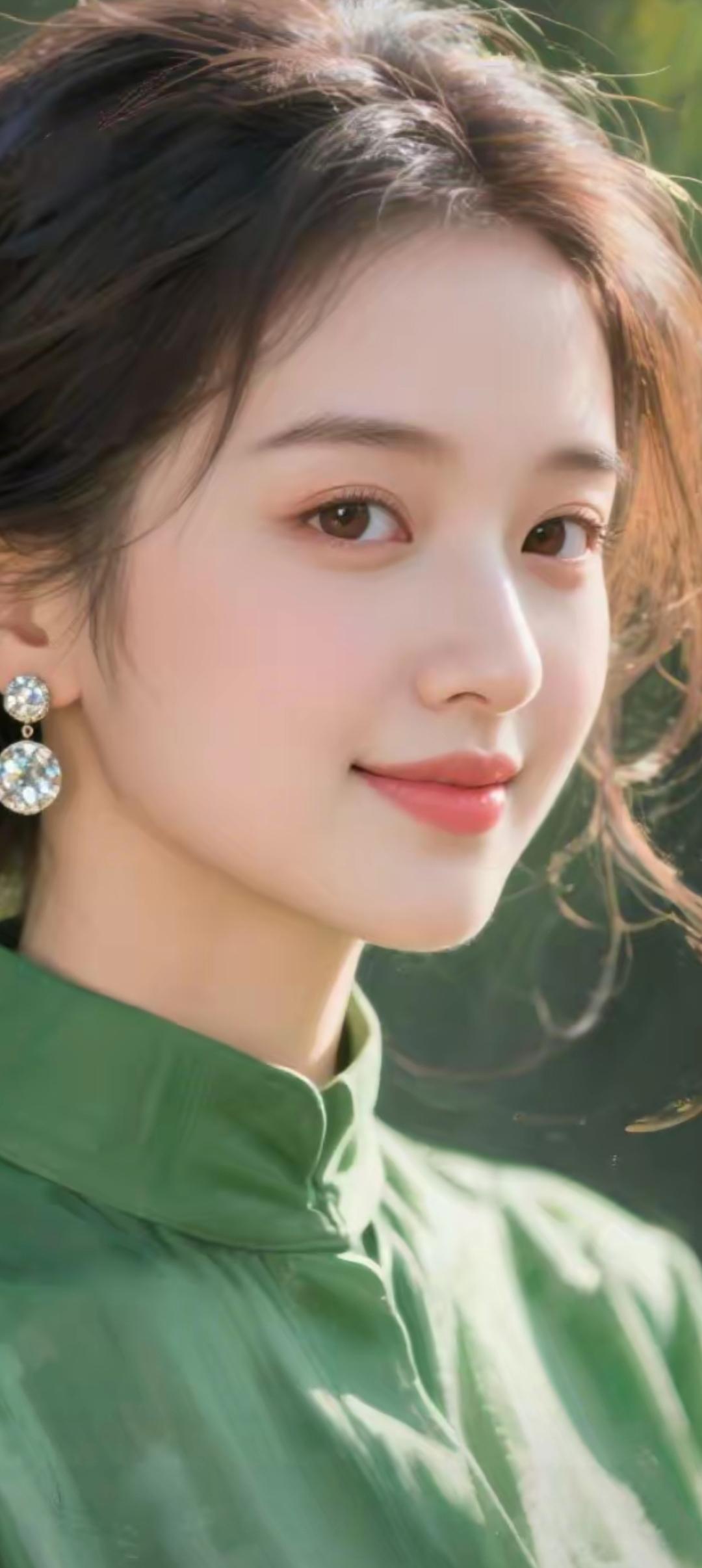 清新自然，绿意盎然，微笑如春日暖阳。