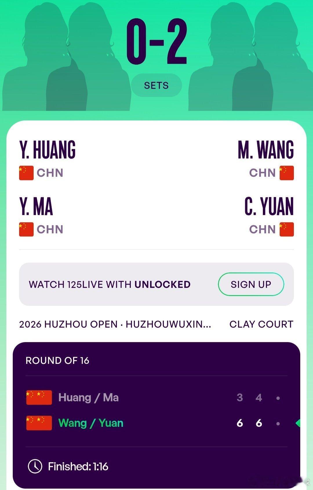 WTA125湖州站🇨🇳女双第1轮王美玲🇨🇳/袁程依依🇨🇳6-3/6-