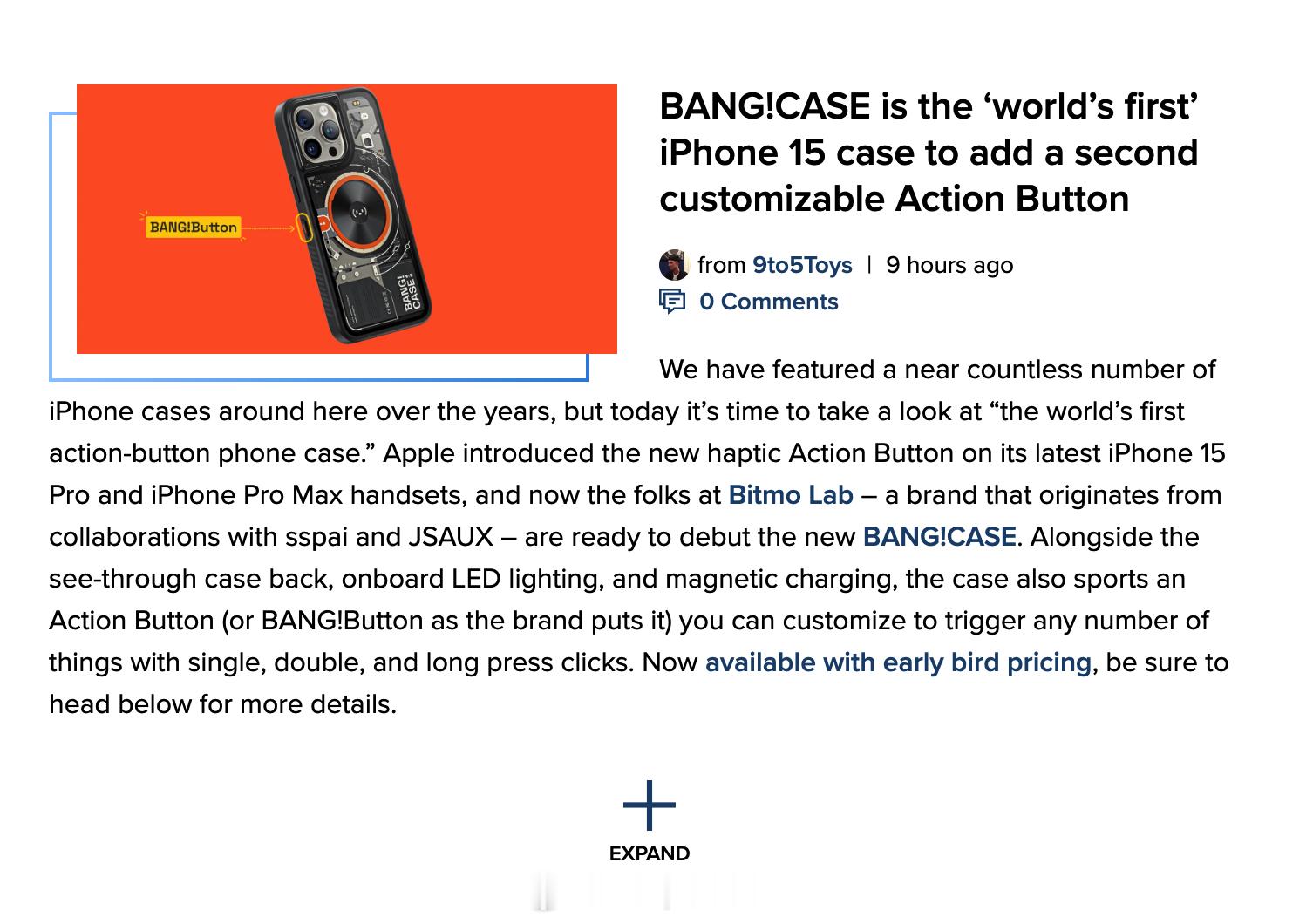 在 9to5mac 上也能看到这个 BANG!CASE 手机壳。 ​​​