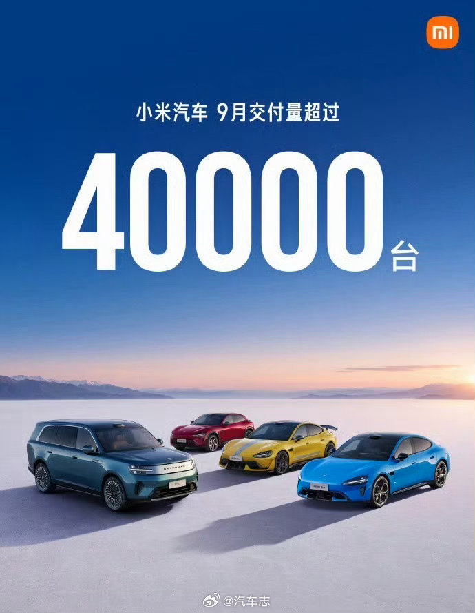 澎程还是有点东西，带动了整个交付！[吃瓜][吃瓜]小米汽车9月交付超4万辆 小米