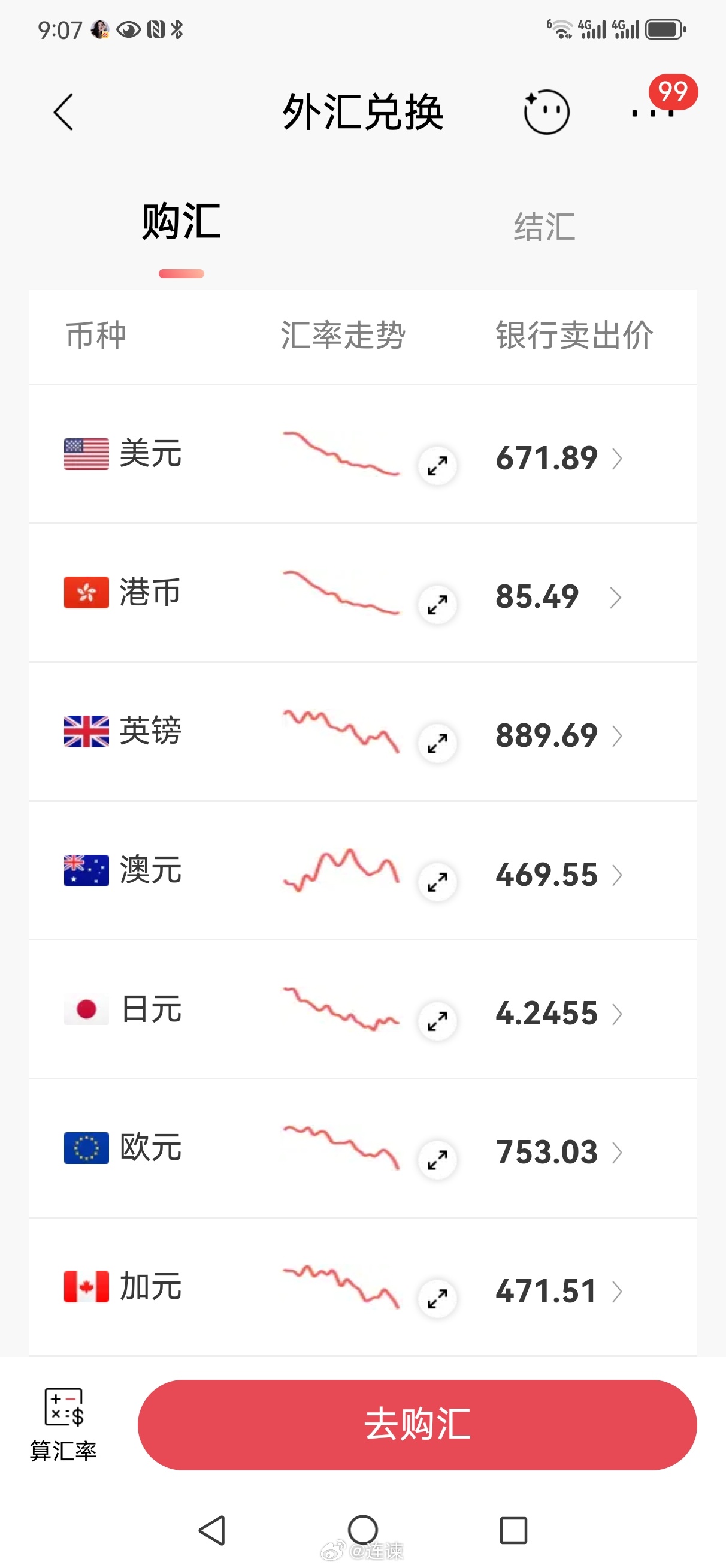 据说，离岸人民币升值已经破6.7。 想起前阵我有位做贸易的朋友说还人民币还会涨，