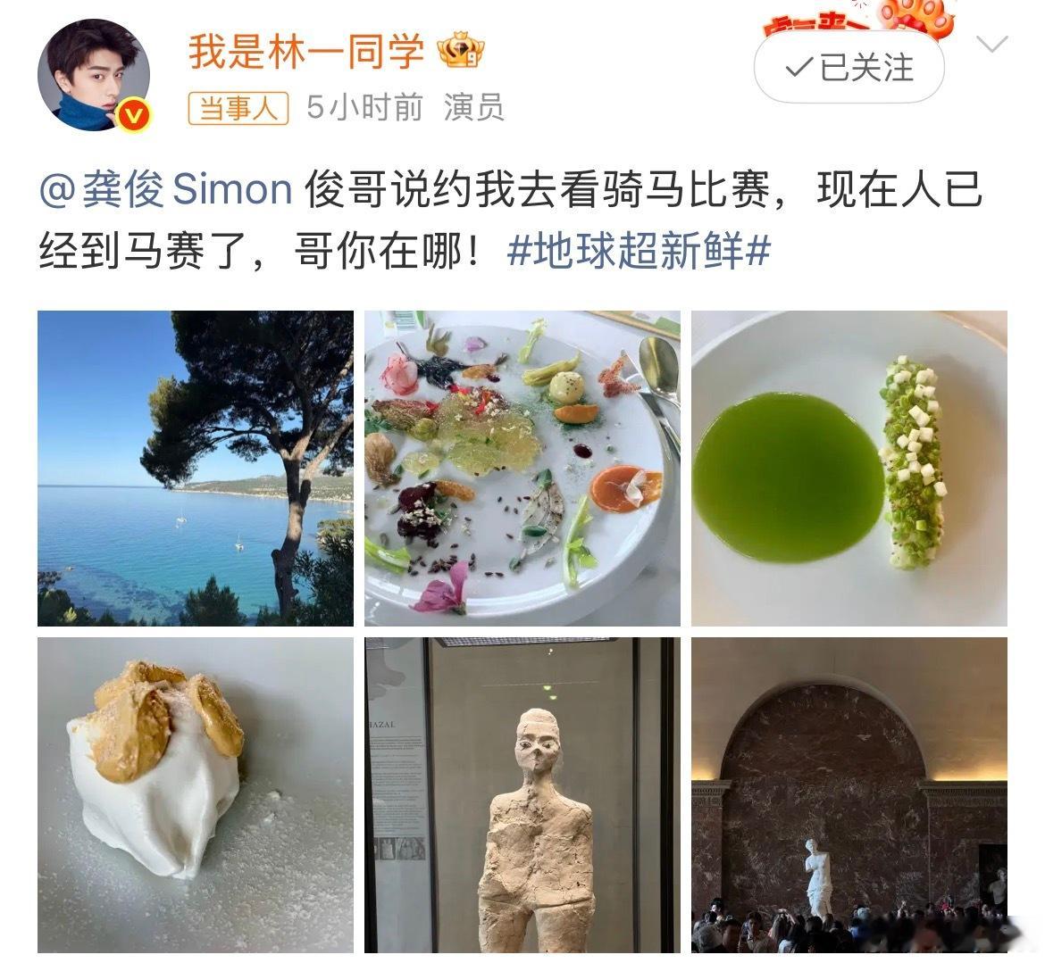 林一被龚俊放鸽子放到法国了能不能边拍边播啊！！！我已经迫不及待了！！！不知林一笨