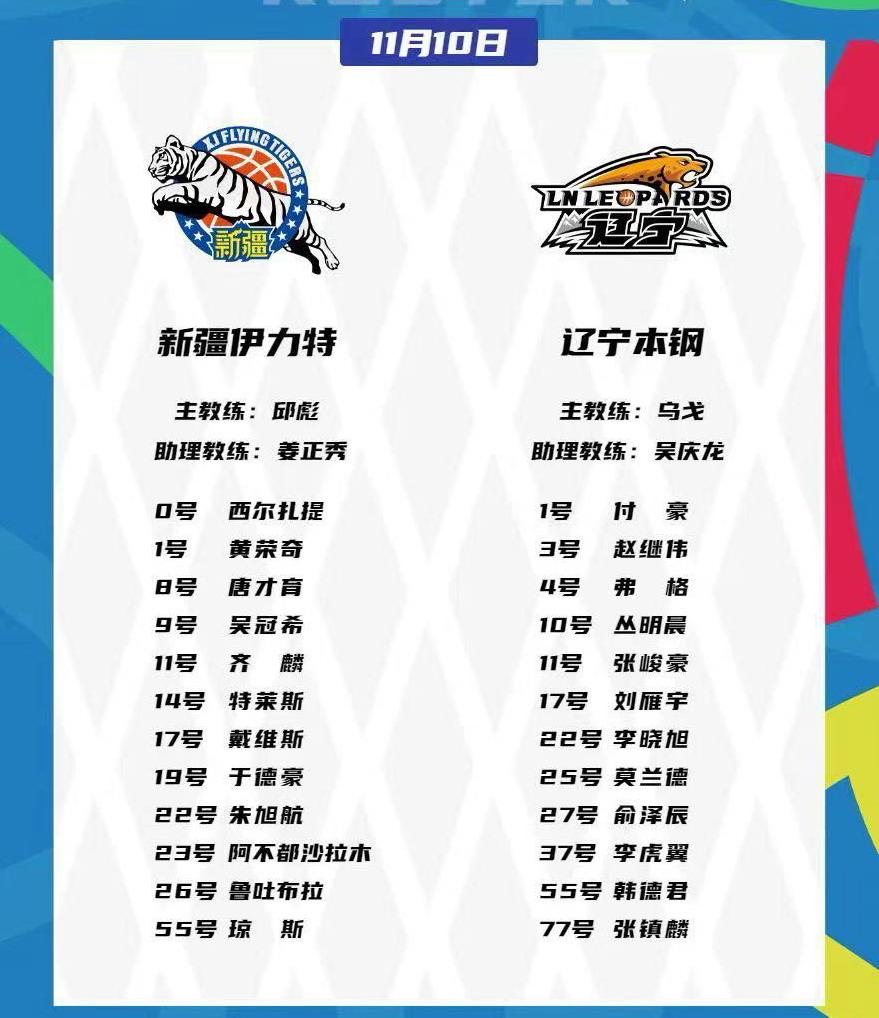 CBA辽篮VS新疆名单提前曝光？赵睿+郭艾伦休战，CCTV5等4平台直播
CBA