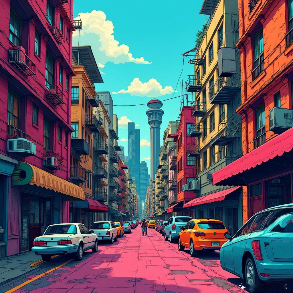 城市的喧嚣与静谧并存，色彩斑斓的建筑犹如生活的乐章🎶。在这个繁忙的都市中，总有