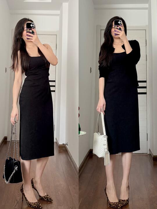 苹果身材｜安全感满满的黑色肯豆裙