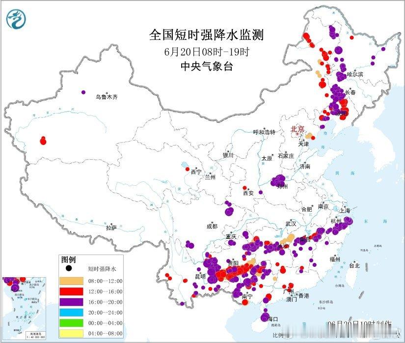 【强对流】今天南北方的对流都不少，多地出现短时强降雨。南方对流主要在云南、广西、