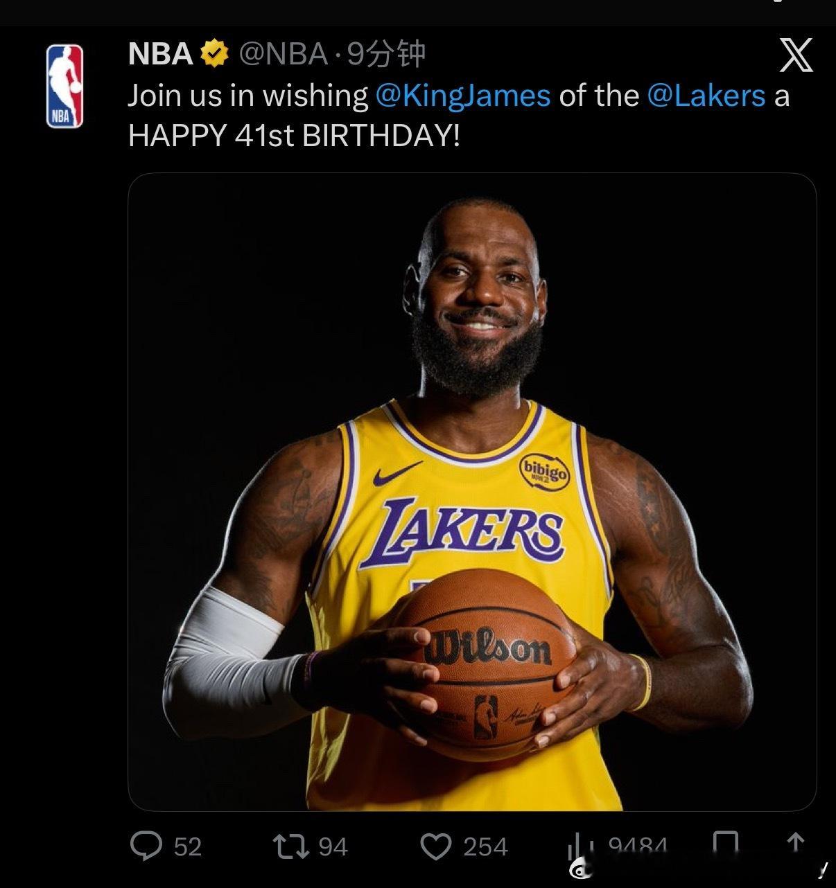 詹姆斯41岁了。 