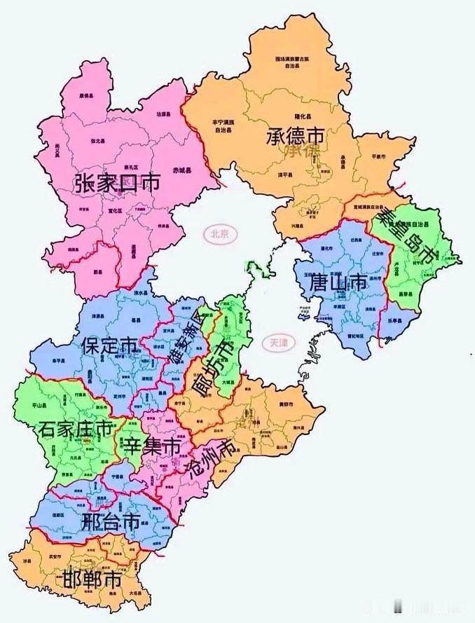 为啥北京天津要分设直辖市，河北看着就这么憋屈？
 
每次看京津冀的地图，好多人都