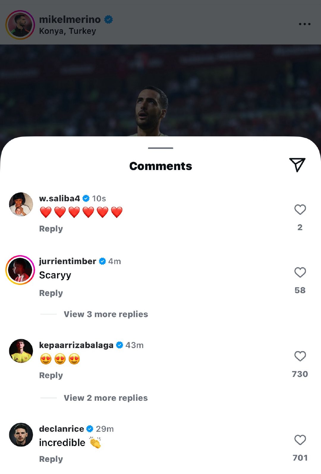 队友们给梅里诺点赞⚽⚽⚽枪手动态 梅里诺 阿森纳[超话] ​​​