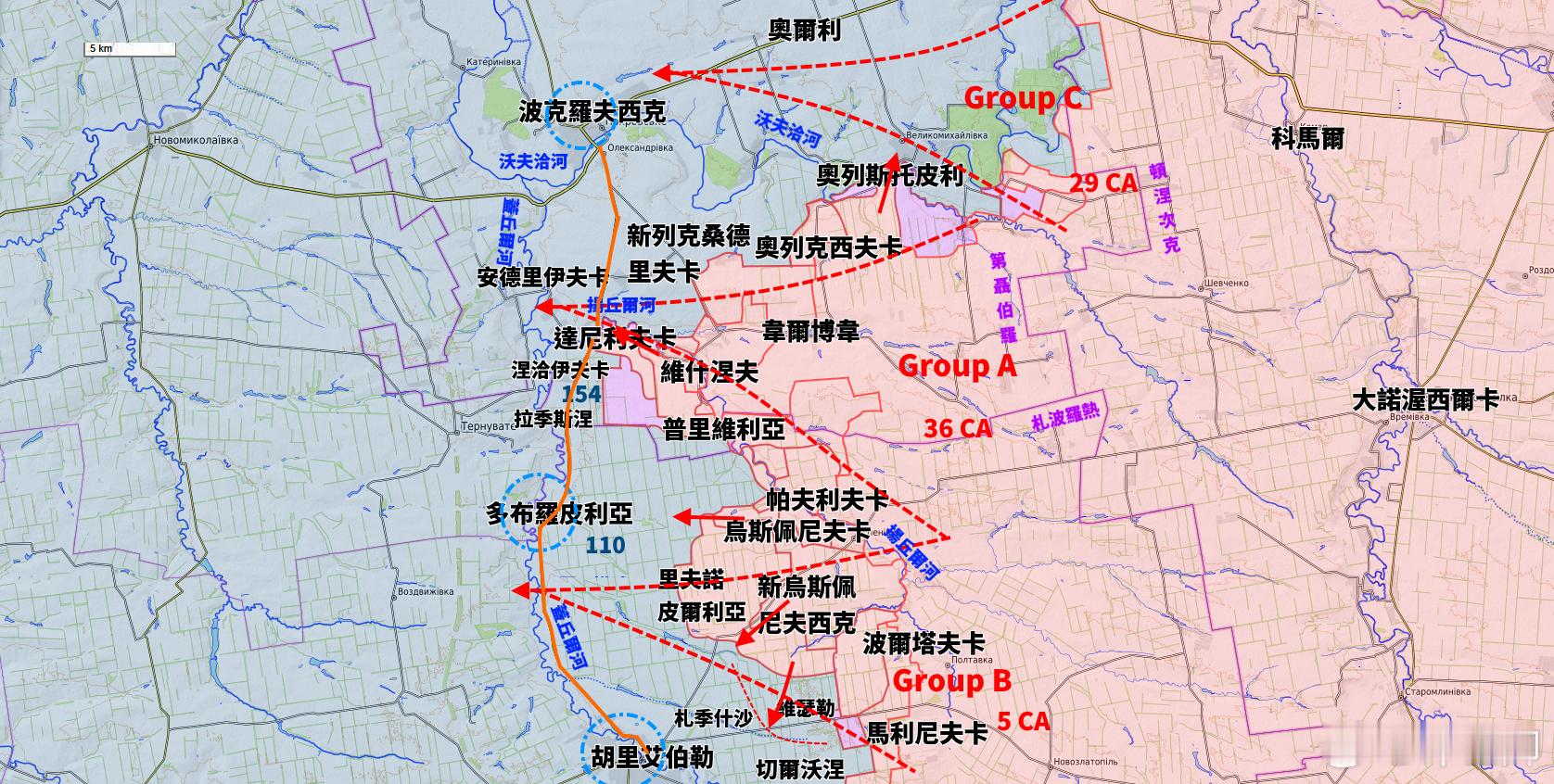 更新札波羅熱-胡里艾伯勒一線態勢在失去達尼利夫卡村之後，胡里艾伯勒往北的通道已經