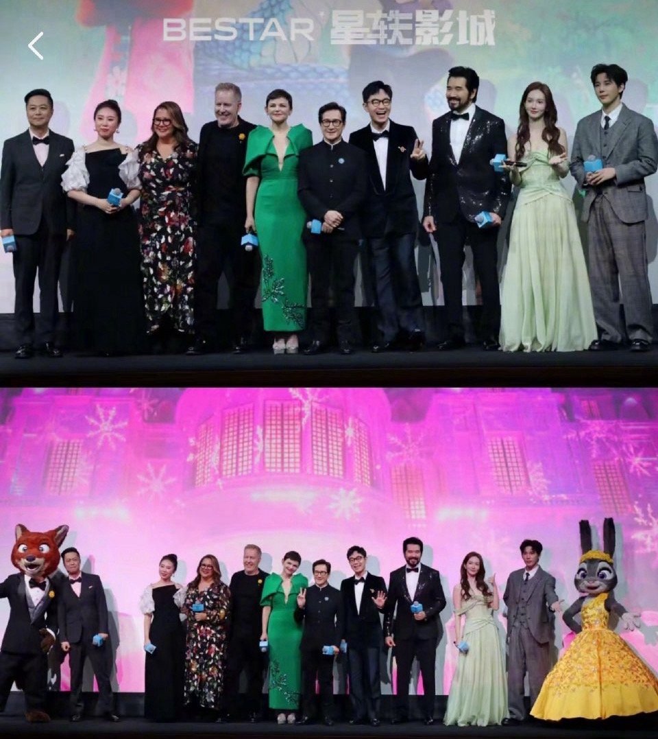 疯狂动物城2路演让配音的明星站C位，尼克朱迪站边边已经被🫘审判了，只能说是活该