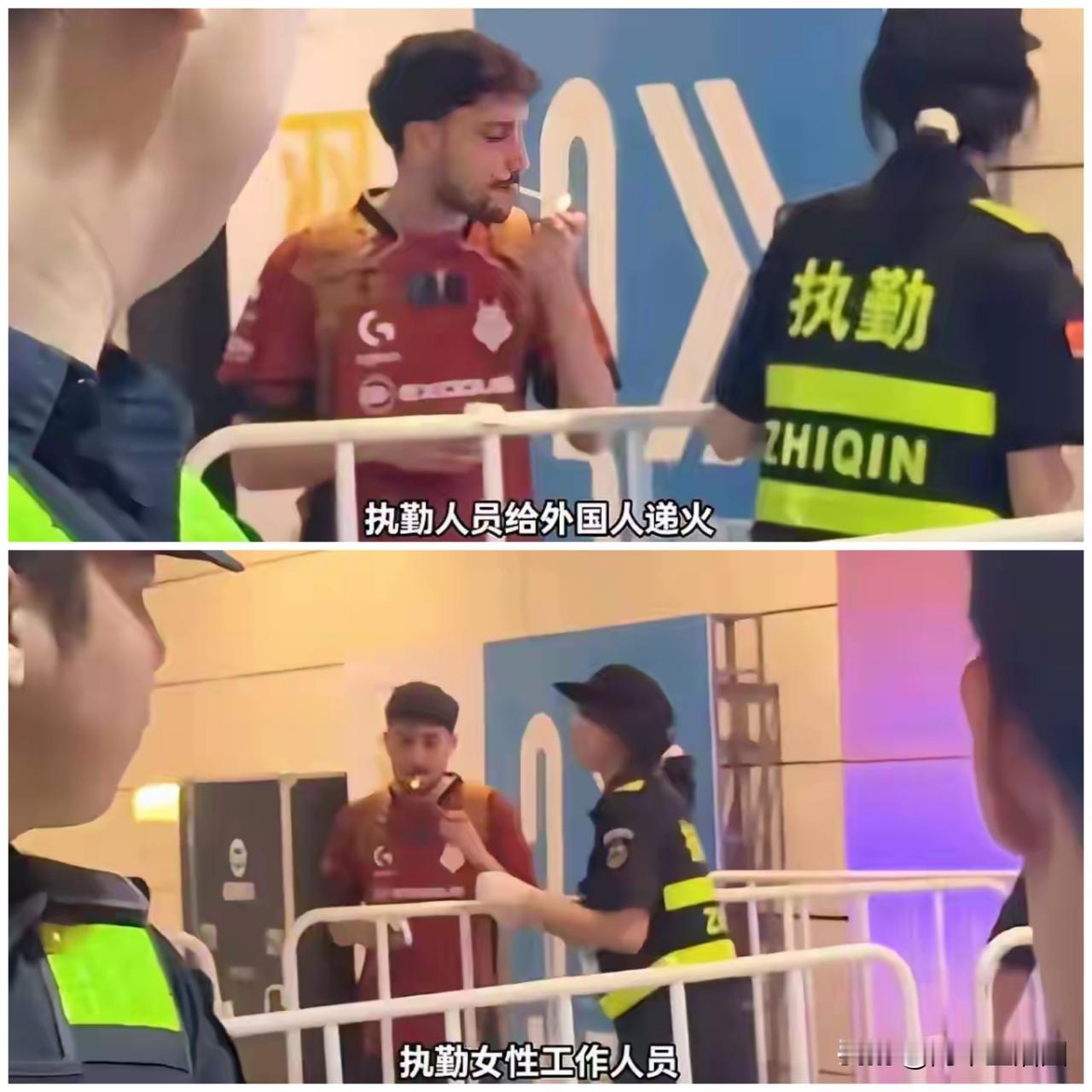 上海女保安给老外点烟，这一幕，把"双标"俩字刻进了骨子里。
 
这事发生在9月初