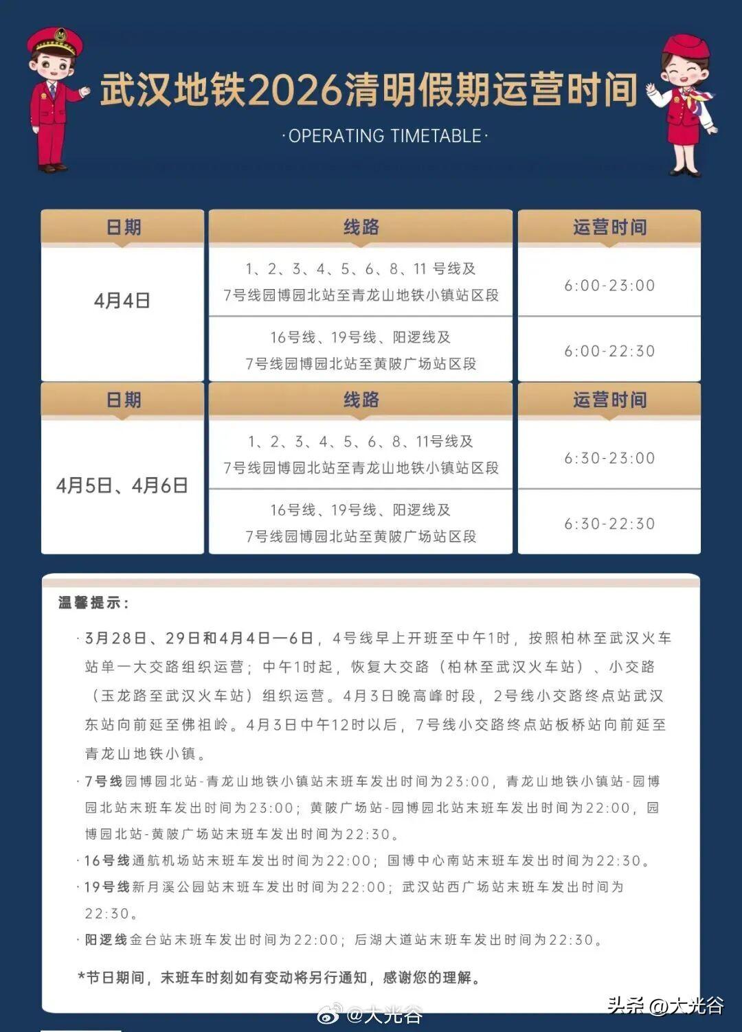 武汉地铁清明节运营调整！出行必看，祭扫、踏青不绕路

清明将至，祭扫追思、踏青赏