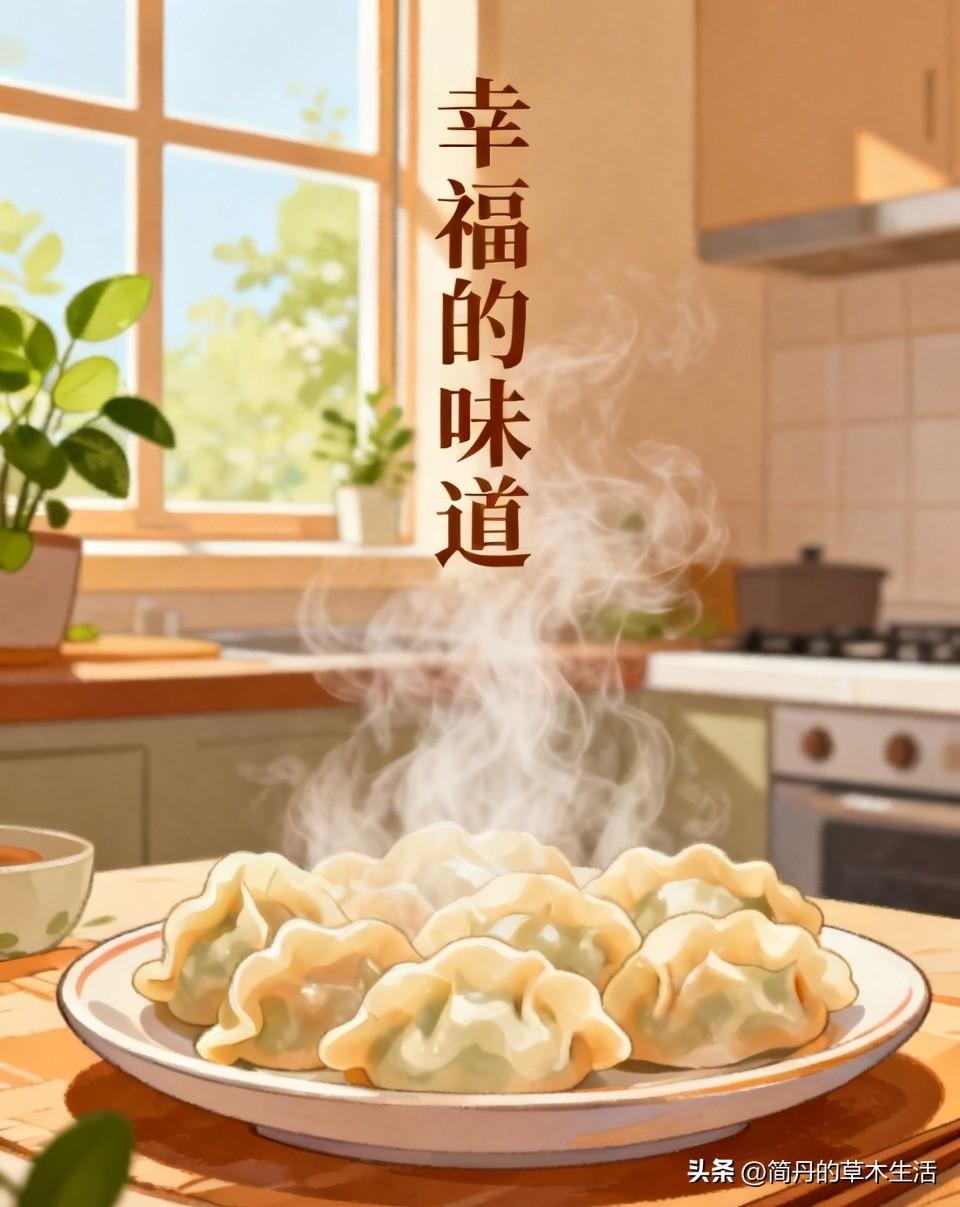 和妈妈一起的快乐时光，是妈妈中午包好了南瓜木耳鸡蛋馅饺子，等我下班回去。一路火一