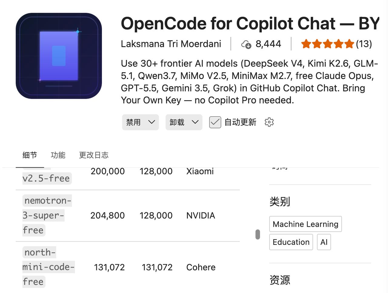 OpenCode Copilot Chat 是一款 VS Code 扩展，通过 